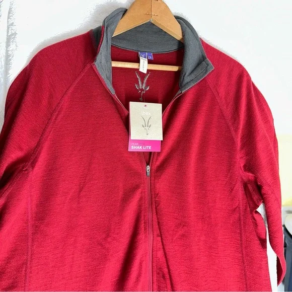 NWT Ibex Shak Lite Jacket Mens XL Red Full Zip Merino Wool Outdoor New Hiking - Picture 4 of 10